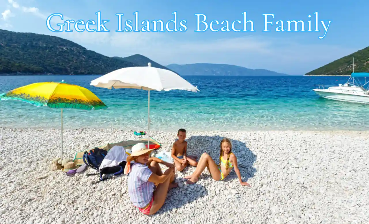 Greek Islands calm shallow beach family