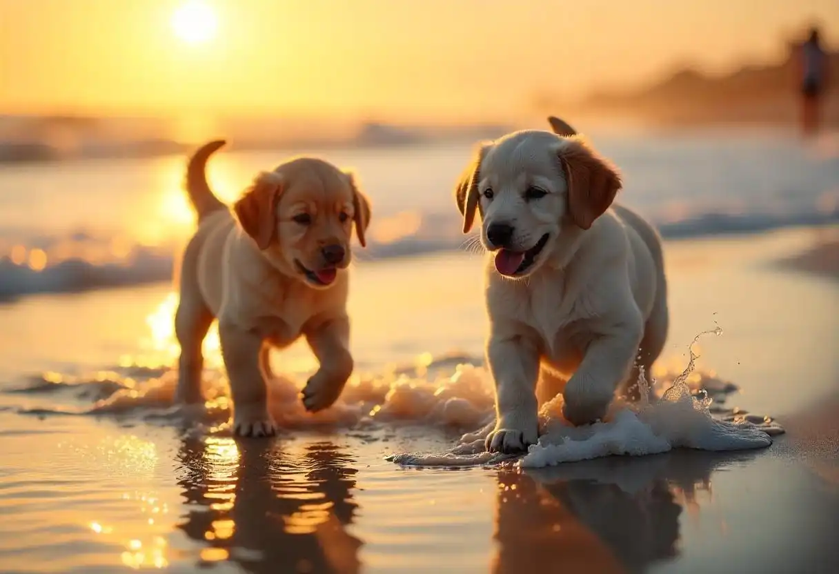 beautiful dogs on beach