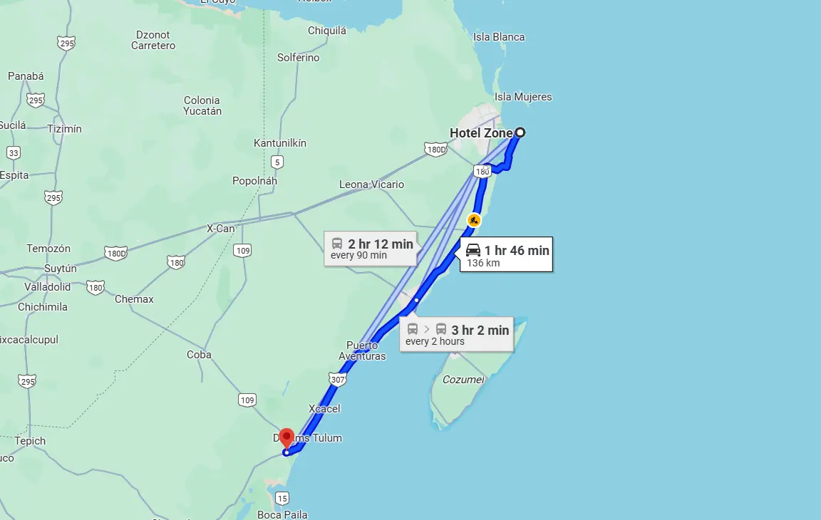 Cancun Hotel Zone to Tulum