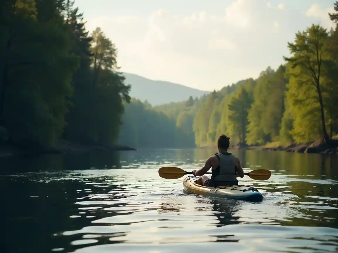 a person kayaking in the river