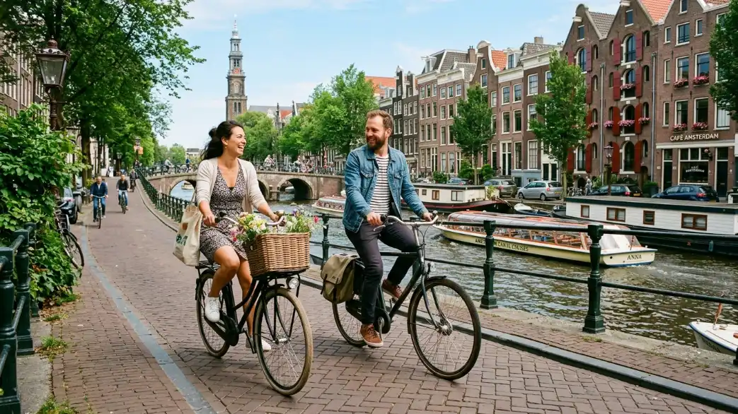 Cycle Together Along the Canals in Amsterdam