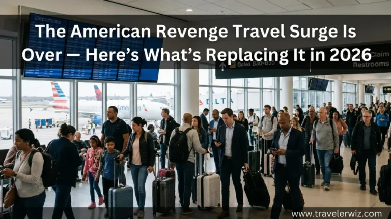The American revenge travel surge is over — busy US airport showing 2026 travel shift at travelerwiz.com
